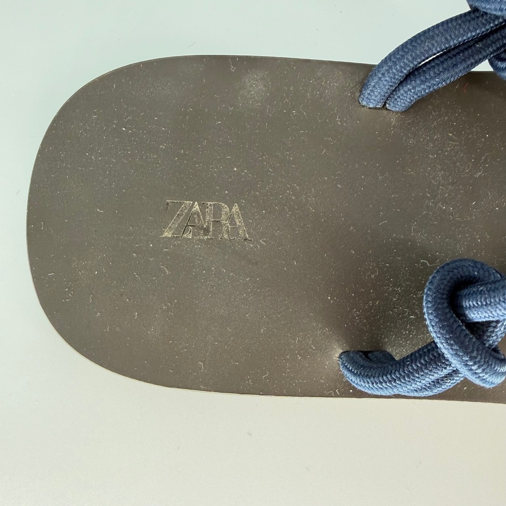 Zara Womens Multi Color Rope Knot Flat Sandals Brown Slingback Size 38 US 7.5 - Picture 6 of 8